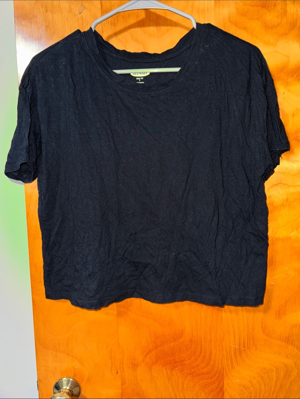 Old Navy Black Cropped Crewneck Tee